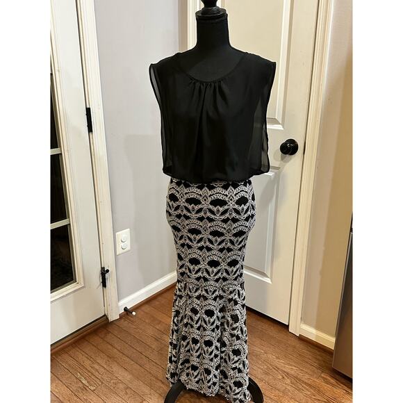 Women Silver Black High- Low lace maxi Bodycon Mermaid dress Size (S) - Picture 4 of 14